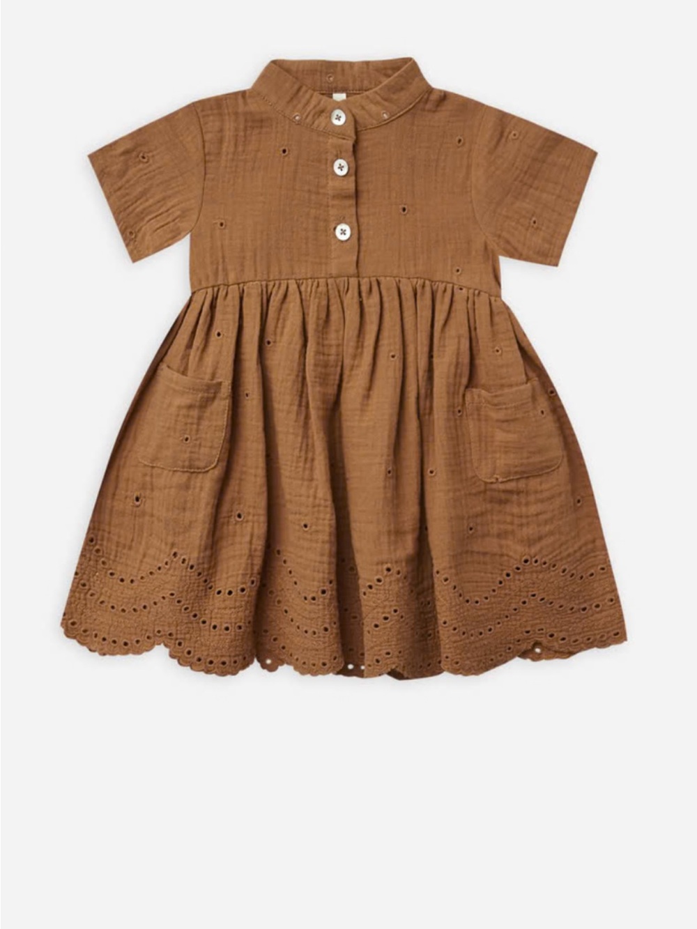 Rylee + Cru Esme Dress Eyelet Cotton in Rust 12-18 mo
